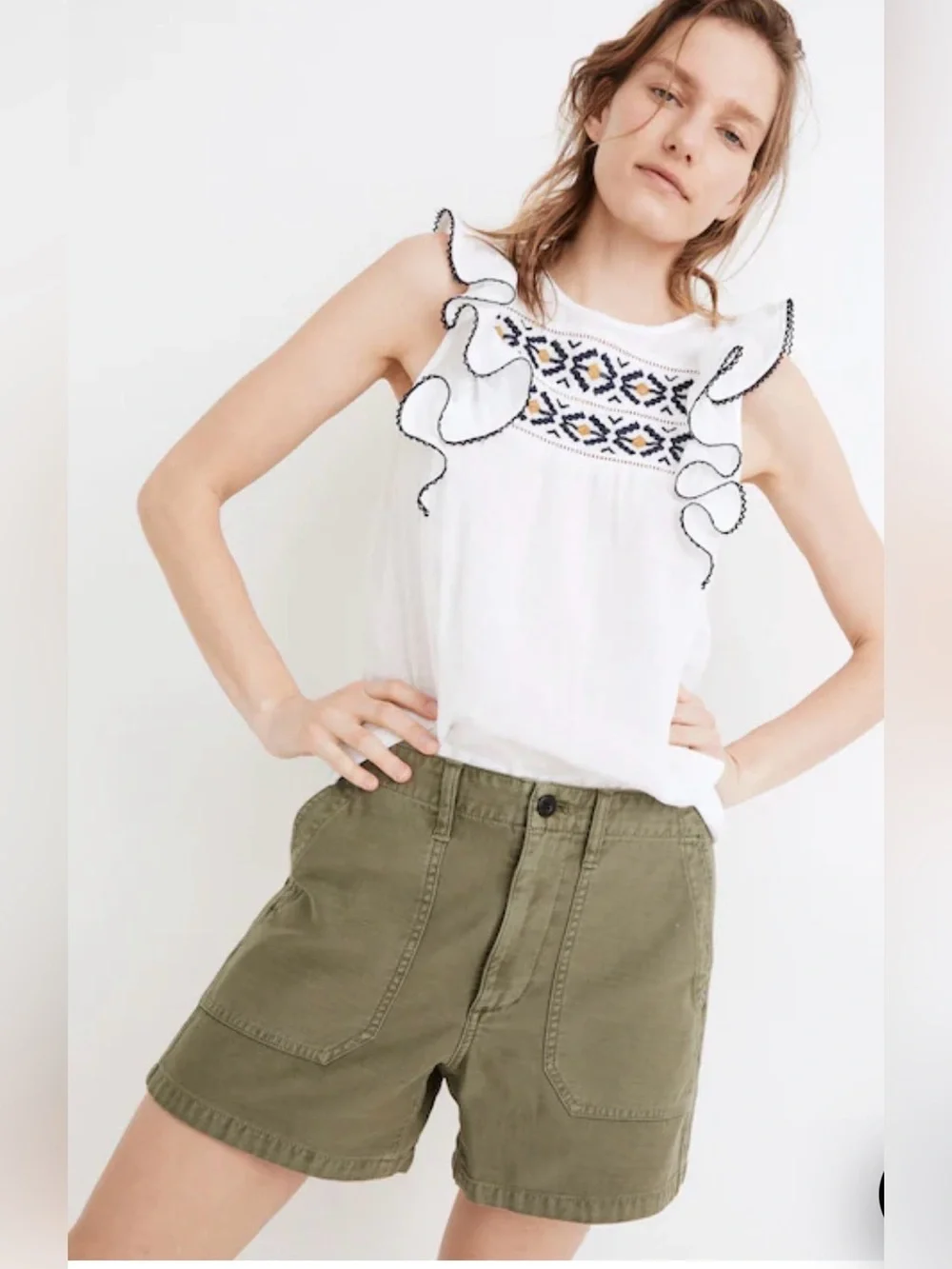 Madewell Relaxed Military Shorts Dried Clover Green Size 28